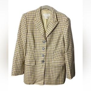 Vintage Escada 100% cashmere blazer butter yellow plaid jacket
